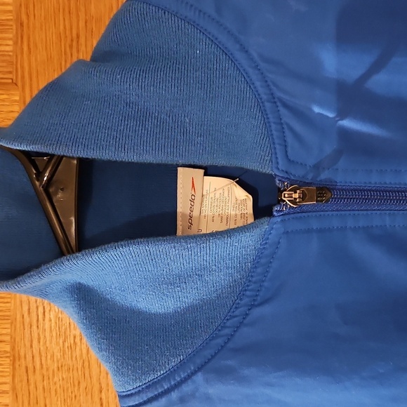 Beautiful bright blue vintage speedo bomber jacket coat Sz.L zipper pockets - Picture 4 of 13